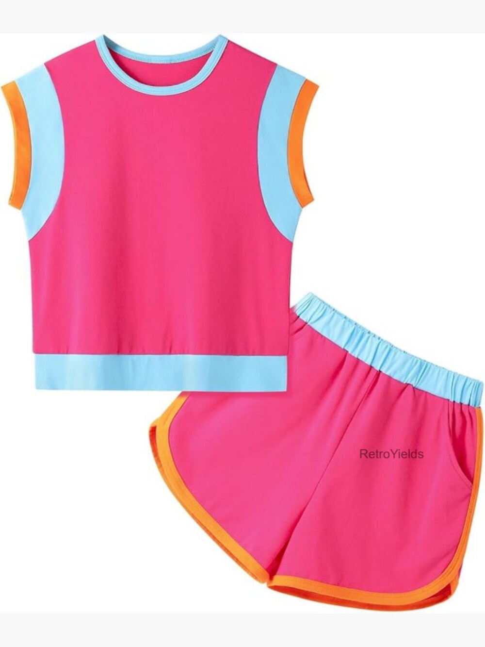 Girls 2PCS Shorts Set Sleeveless Tank Top Cotton Kids Summer Outfit 7-8